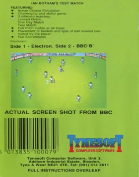 Ian Botham's Test Match (1986)(Tynesoft)[BOTLOAD] box cover back